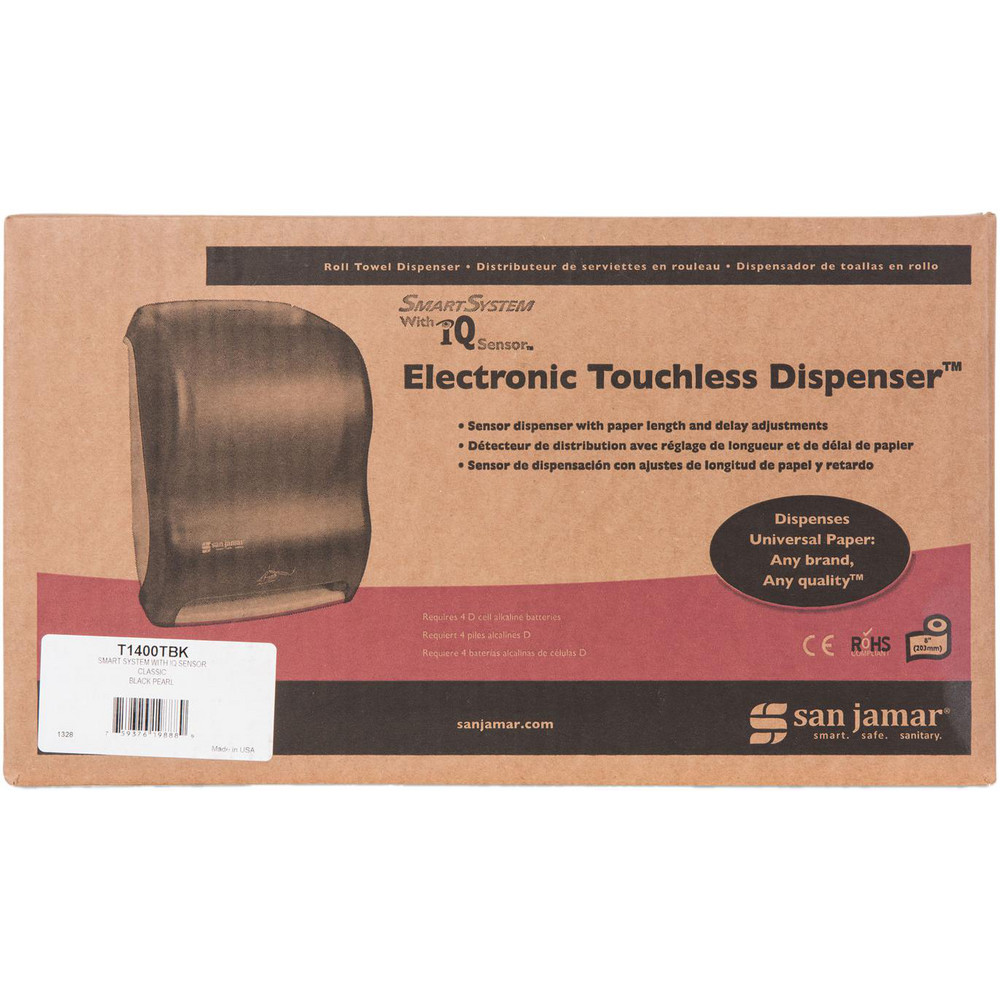 San Jamar Paper Towel Dispensers: Dispenser Type: Towel; Dispenser Style: Hands-Free; Towel Compatibility: Roll; Activation Method: Hands-Free - SJMT1400TBK