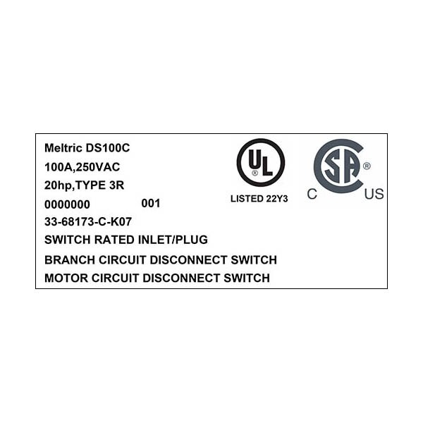 Meltric 33-68173-C-K07 INLET - 33-68173-C-K07