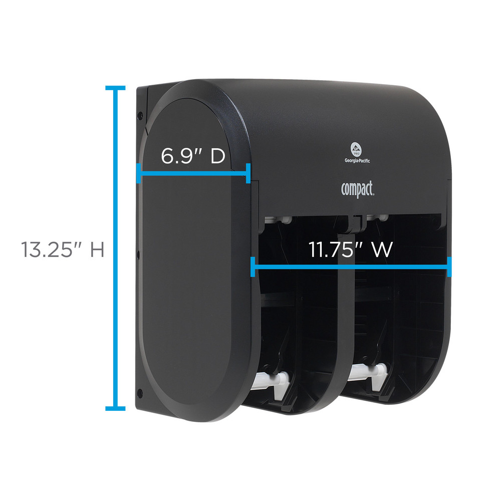 Georgia Pacific Compact Quad 4-Roll Coreless High-Capacity Toilet Paper Dispenser, Black - 56744A