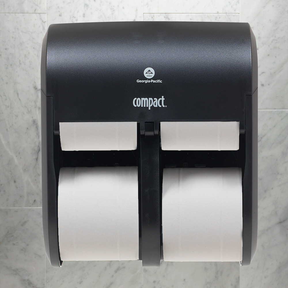Georgia Pacific Compact Quad 4-Roll Coreless High-Capacity Toilet Paper Dispenser, Black - 56744A