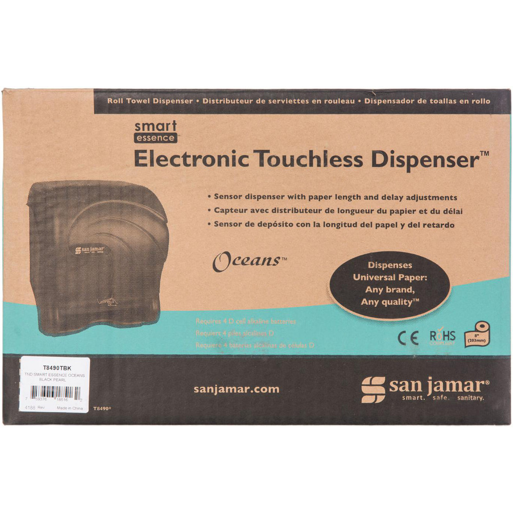 San Jamar Paper Towel Dispensers: Dispenser Type: Towel; Dispenser Style: Hands-Free; Towel Compatibility: Roll; Activation Method: Hands-Free - SJMT8490TBK