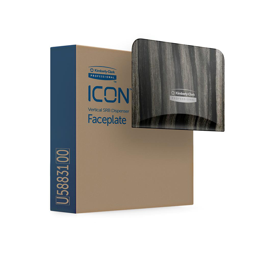 Kimberly-Clark Professional ICON Faceplate, Ebony Woodgrain Design, for Coreless Standard Roll Vertical Toilet Paper Dispensers 2 Roll - 58831