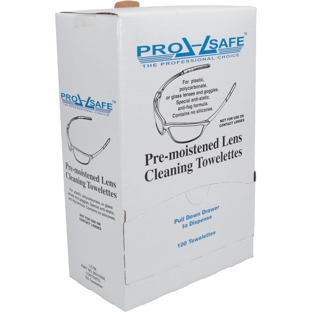 PRO-SAFE Silicone Free Lens Cleaning Towelettes: Anti-Fog, Anti-Static, Individually Wrapped, 5" Wide, 8" Long - LCTM
