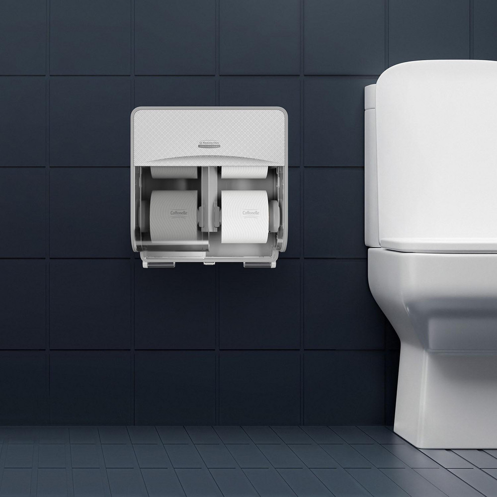 Kimberly-Clark Professional ICON Coreless Standard Roll Toilet Paper Dispenser 4 Roll, with Silver Mosaic Design Faceplate, 16.63" x 15.88" x 10.19" - 53705