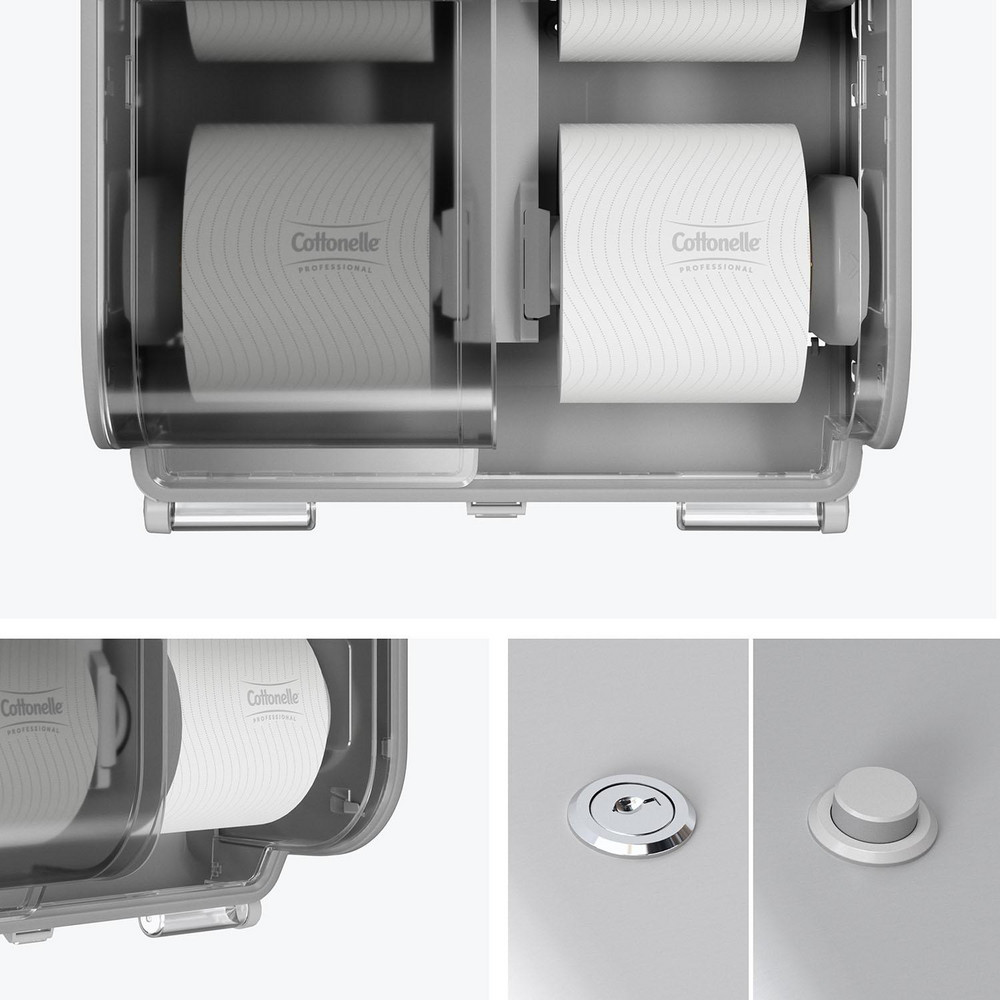 Kimberly-Clark Professional ICON Coreless Standard Roll Toilet Paper Dispenser 4 Roll, with Silver Mosaic Design Faceplate, 16.63" x 15.88" x 10.19" - 53705