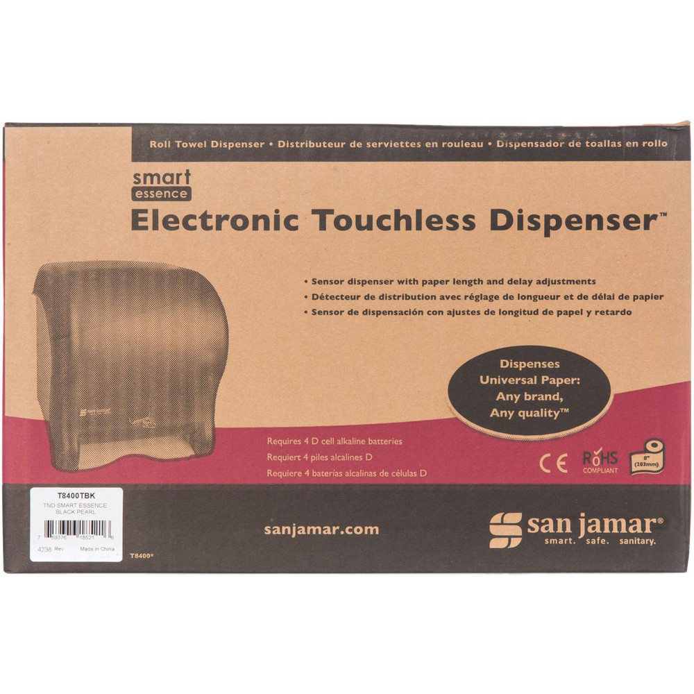 San Jamar Paper Towel Dispensers: Dispenser Type: Towel; Dispenser Style: Hands-Free; Towel Compatibility: Roll; Activation Method: Hands-Free - SJMT8400TBK