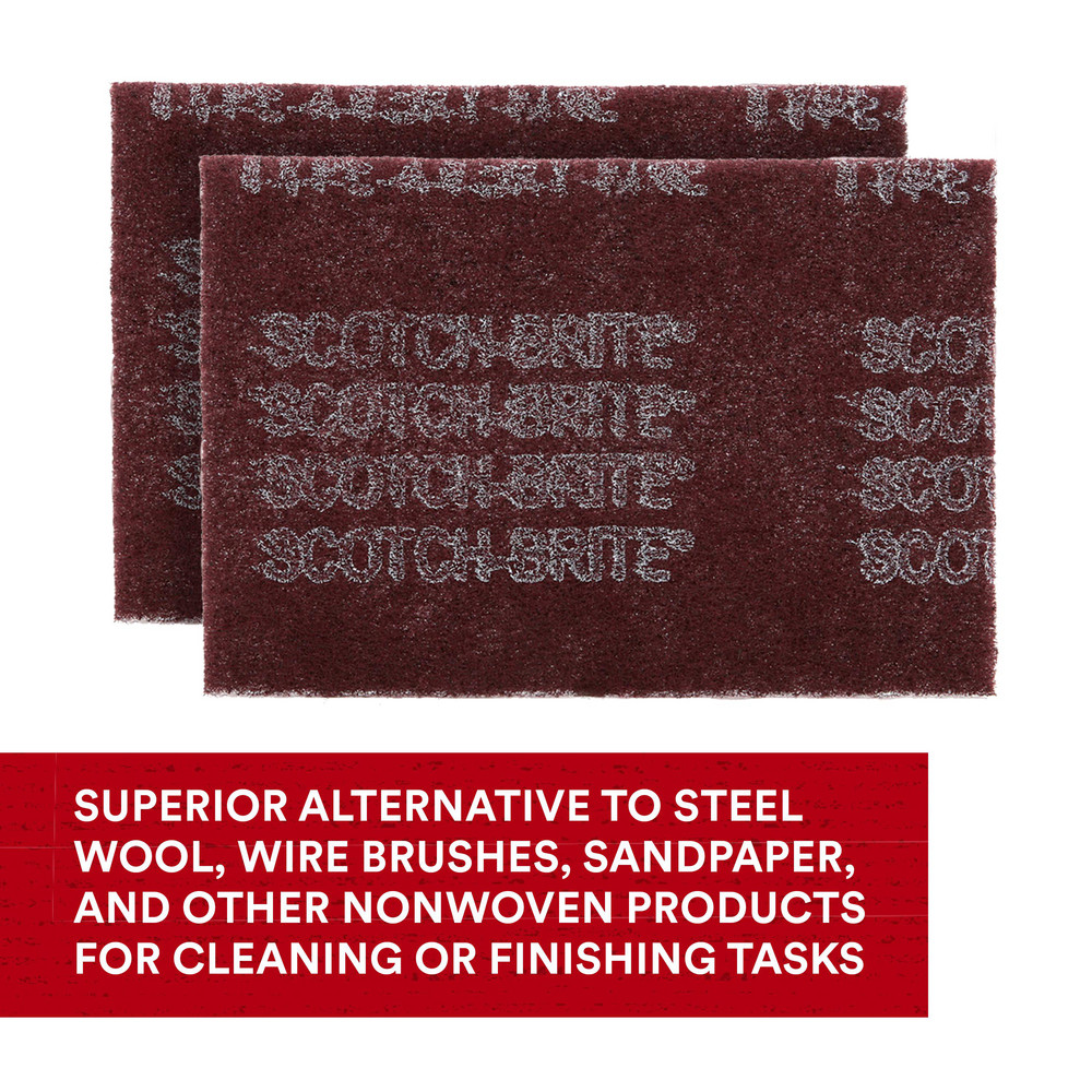 3M Hand Sanding Pad: Non-Woven, Aluminum Oxide, Very Fine Grade, Maroon - 7000000728