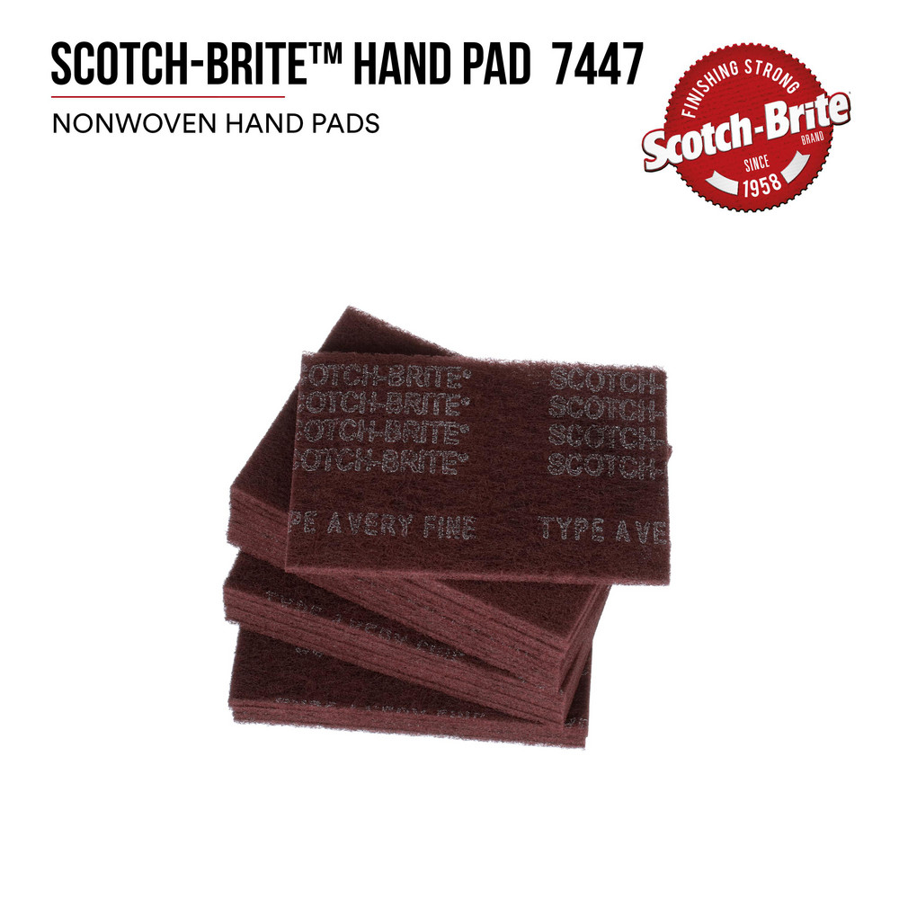 3M Hand Sanding Pad: Non-Woven, Aluminum Oxide, Very Fine Grade, Maroon - 7000000728