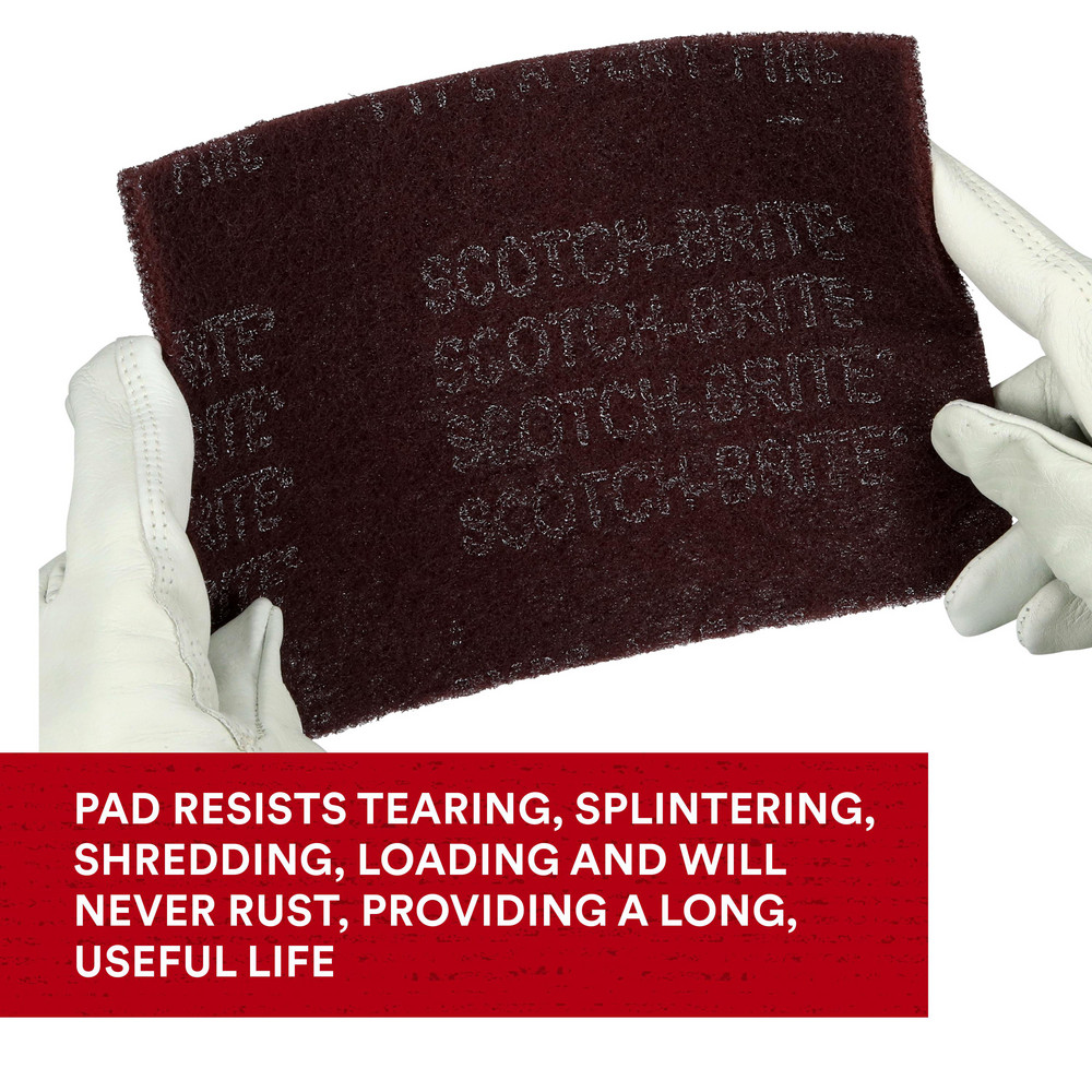 3M Hand Sanding Pad: Non-Woven, Aluminum Oxide, Very Fine Grade, Maroon - 7000000728
