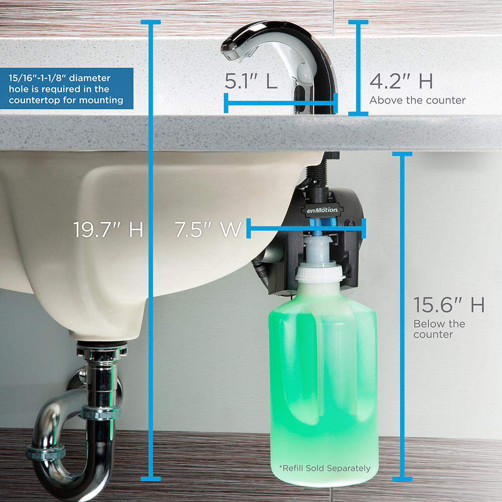 Georgia Pacific Enmotion Automated Touchless Counter Mount Soap Dispenser, Chrome - 52065