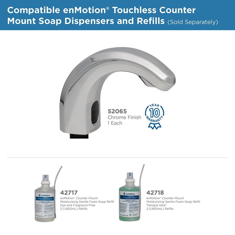 Georgia Pacific Enmotion Automated Touchless Counter Mount Soap Dispenser, Chrome - 52065