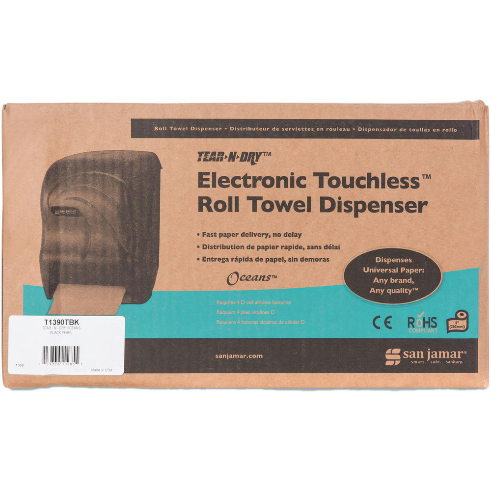 San Jamar Paper Towel Dispensers: Dispenser Type: Towel; Dispenser Style: Hands-Free; Towel Compatibility: Roll; Activation Method: Hands-Free - SJMT1390TBK