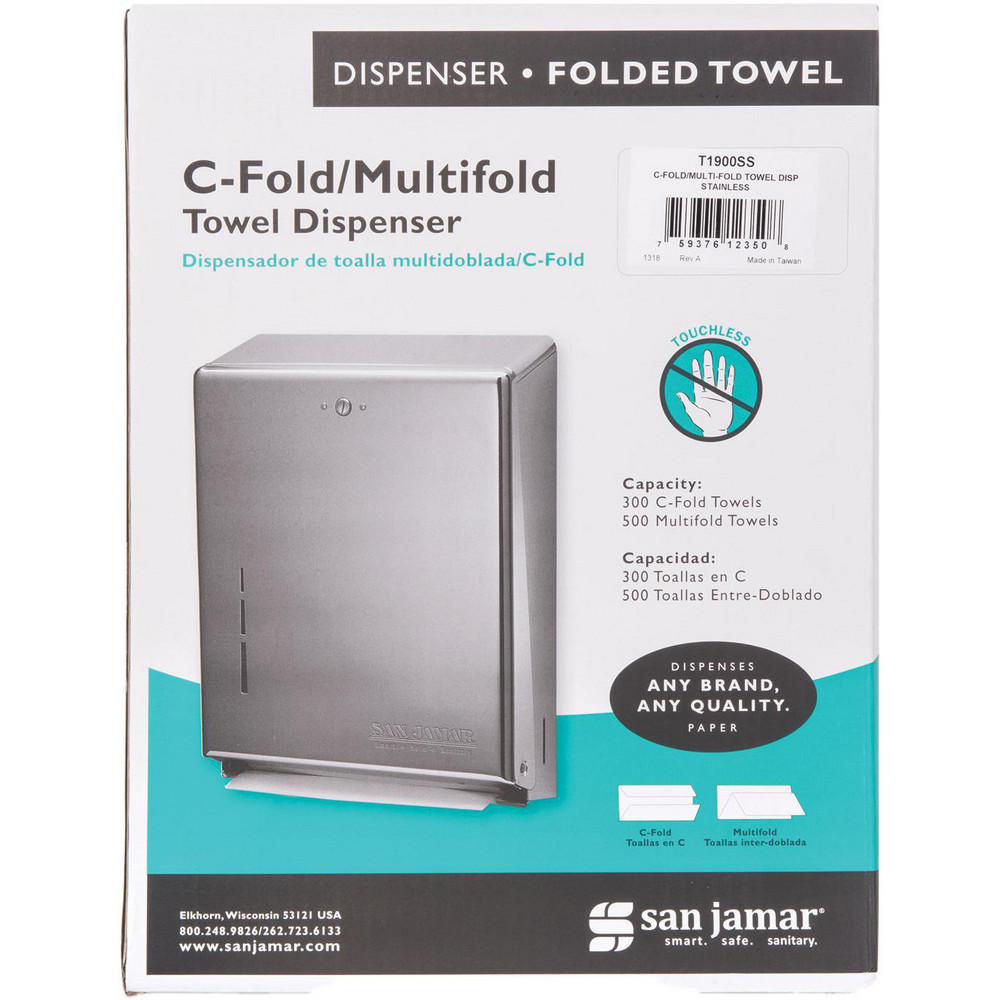 San Jamar Paper Towel Dispensers: Dispenser Type: Towel; Dispenser Style: Manual; Towel Compatibility: Multifold; Activation Method: Manual - SJMT1900SS