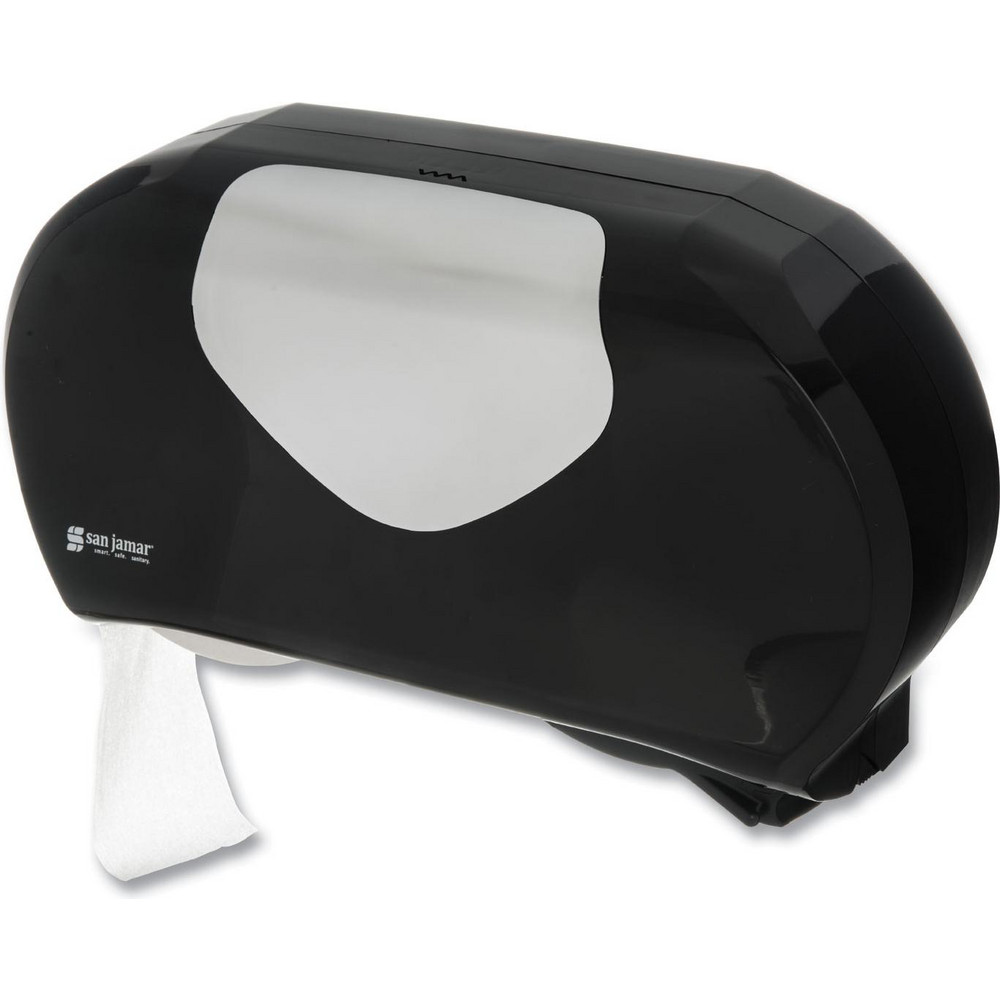 San Jamar Toilet Tissue Dispensers: Jumbo Roll, Plastic, 2, 9" Rolls with Minimum Core Diameter of 3.25" - SJMR4070BKSS