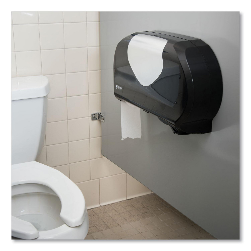 San Jamar Toilet Tissue Dispensers: Jumbo Roll, Plastic, 2, 9" Rolls with Minimum Core Diameter of 3.25" - SJMR4070BKSS