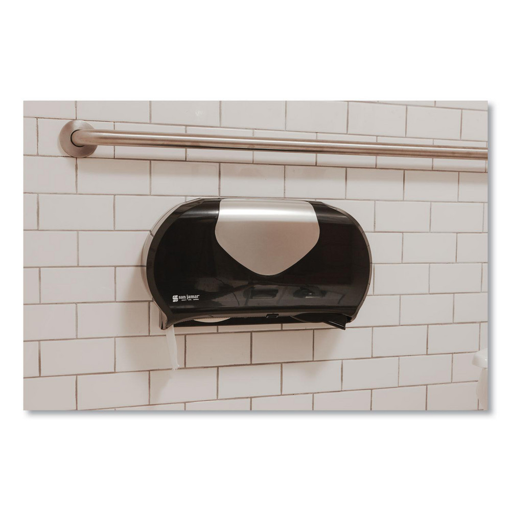 San Jamar Toilet Tissue Dispensers: Jumbo Roll, Plastic, 2, 9" Rolls with Minimum Core Diameter of 3.25" - SJMR4070BKSS