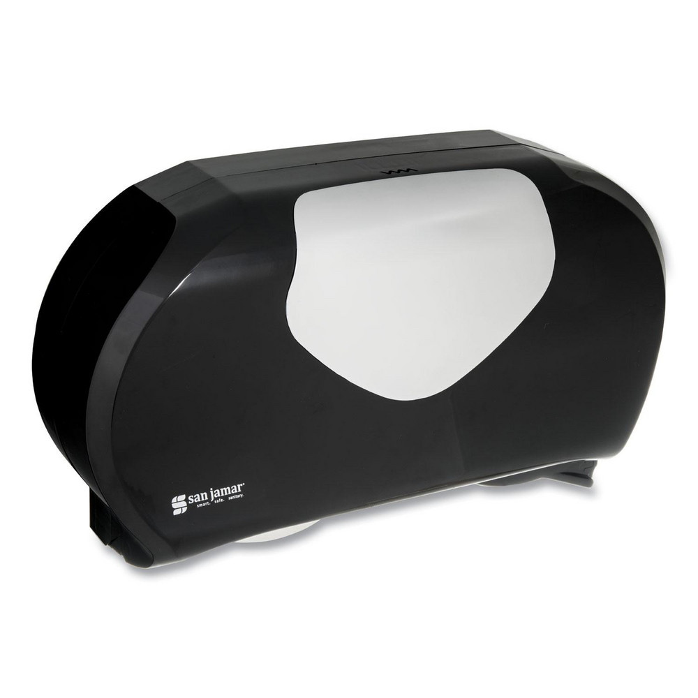 San Jamar Toilet Tissue Dispensers: Jumbo Roll, Plastic, 2, 9" Rolls with Minimum Core Diameter of 3.25" - SJMR4070BKSS
