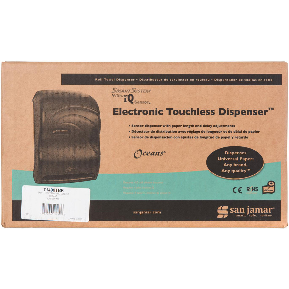 San Jamar Paper Towel Dispensers: Dispenser Type: Towel; Dispenser Style: Hands-Free; Towel Compatibility: Roll; Activation Method: Hands-Free - SJMT1490TBK