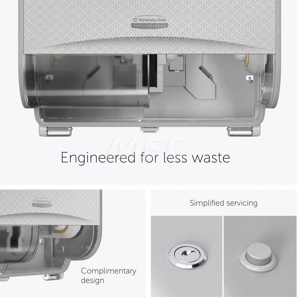 Kimberly-Clark Professional ICON Coreless Standard Roll Horizontal Toilet Paper Dispenser 2 Roll, with Silver Mosaic Design Faceplate, 7.9" x 12.4" x 6.42" - 53698