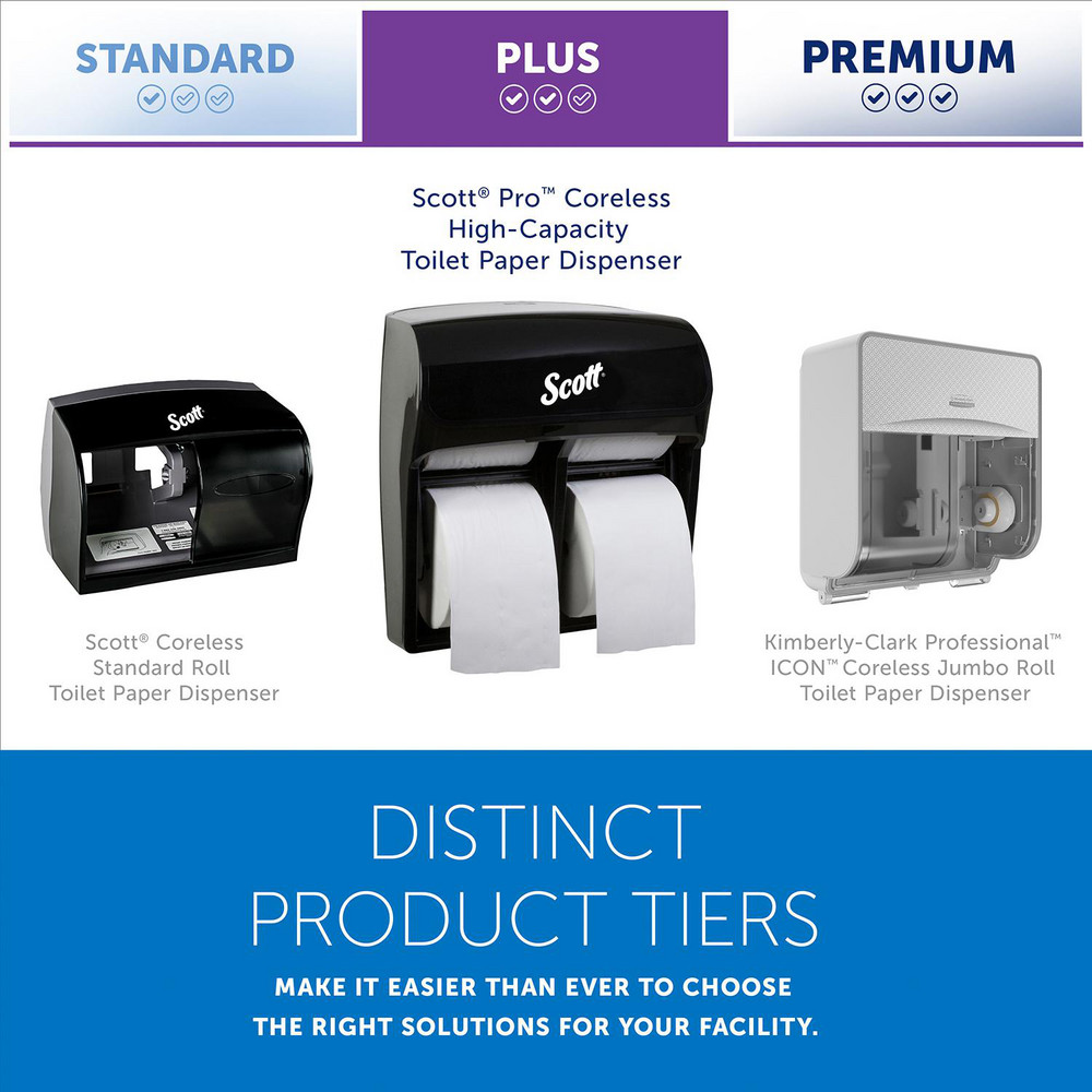 Scott Pro High Capacity Coreless Standard Roll Toilet Paper Dispenser, 4 Roll Capacity, Black, 11.25" x 12.75" x 6.19" - 44518