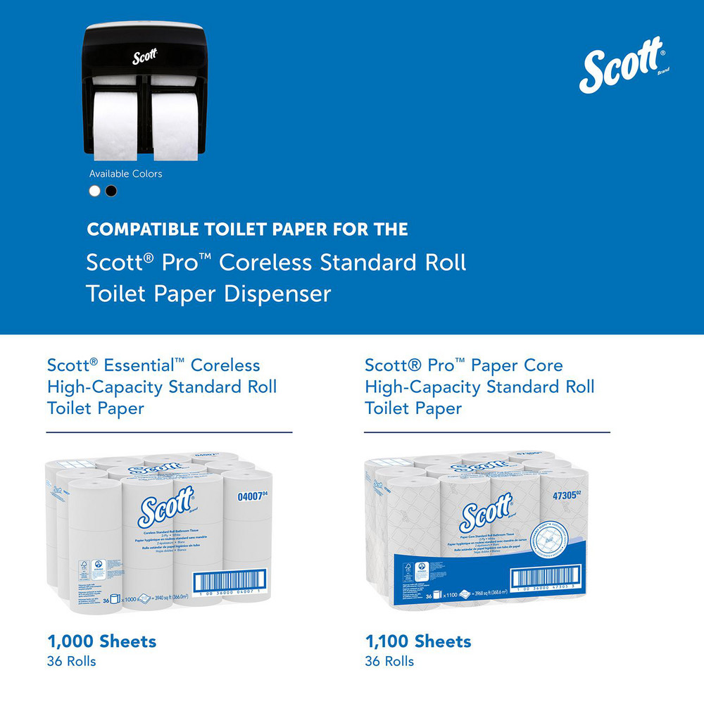 Scott Pro High Capacity Coreless Standard Roll Toilet Paper Dispenser, 4 Roll Capacity, Black, 11.25" x 12.75" x 6.19" - 44518