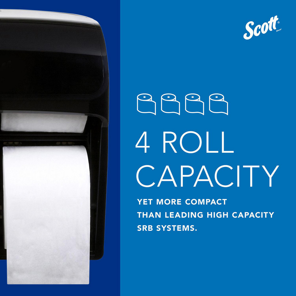 Scott Pro High Capacity Coreless Standard Roll Toilet Paper Dispenser, 4 Roll Capacity, Black, 11.25" x 12.75" x 6.19" - 44518