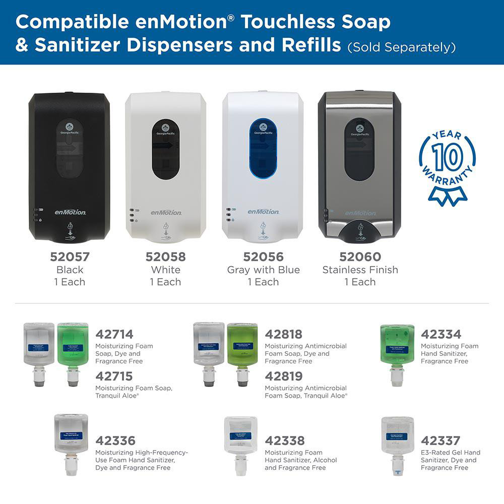 Georgia Pacific Enmotion Gen2 Automated Touchless Soap & Sanitizer Dispenser, Stainless Finish - 52060