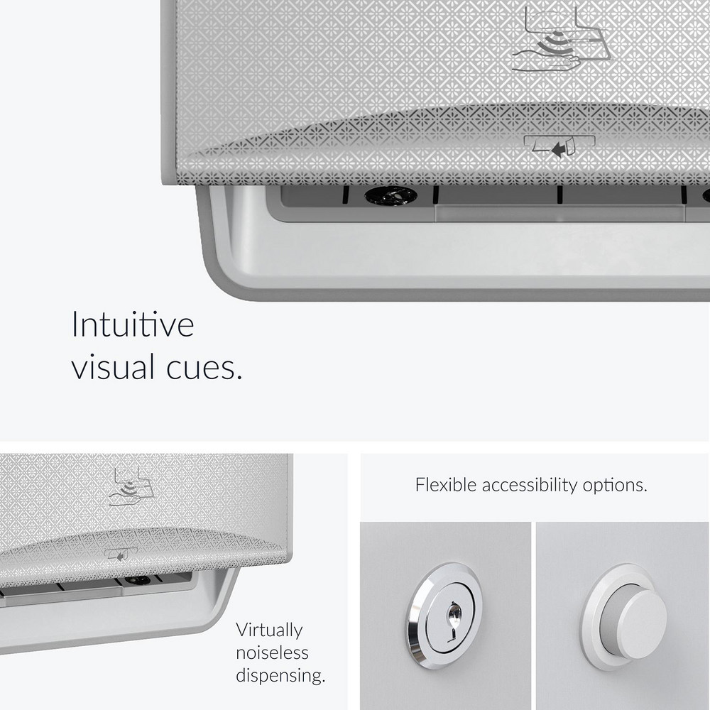 Kimberly-Clark Professional ICON Automatic Hard Roll Towel Dispenser, with Silver Mosaic Design Faceplate, 16.53" x 12.41" x 10.19" - 53691