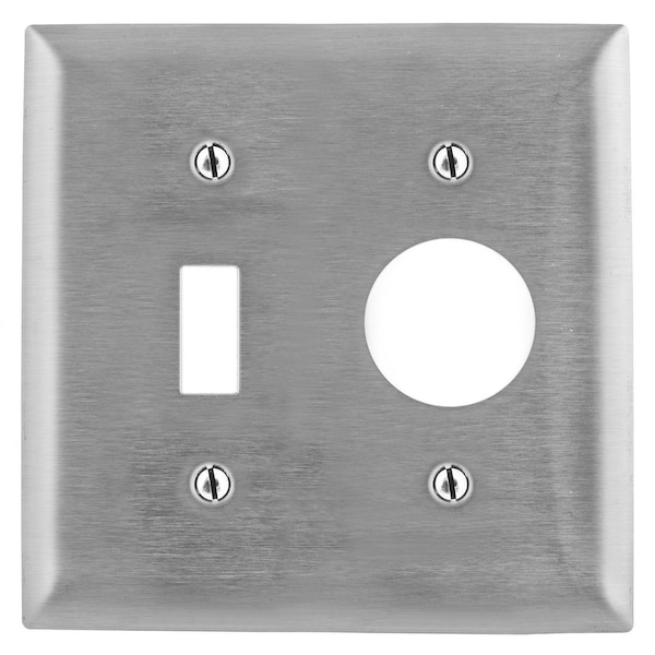 Hubbell Wiring Device-Kellems Opening Wall Plates, Number of Gangs: 2 Stainless Steel, Brushed Finish - SS17