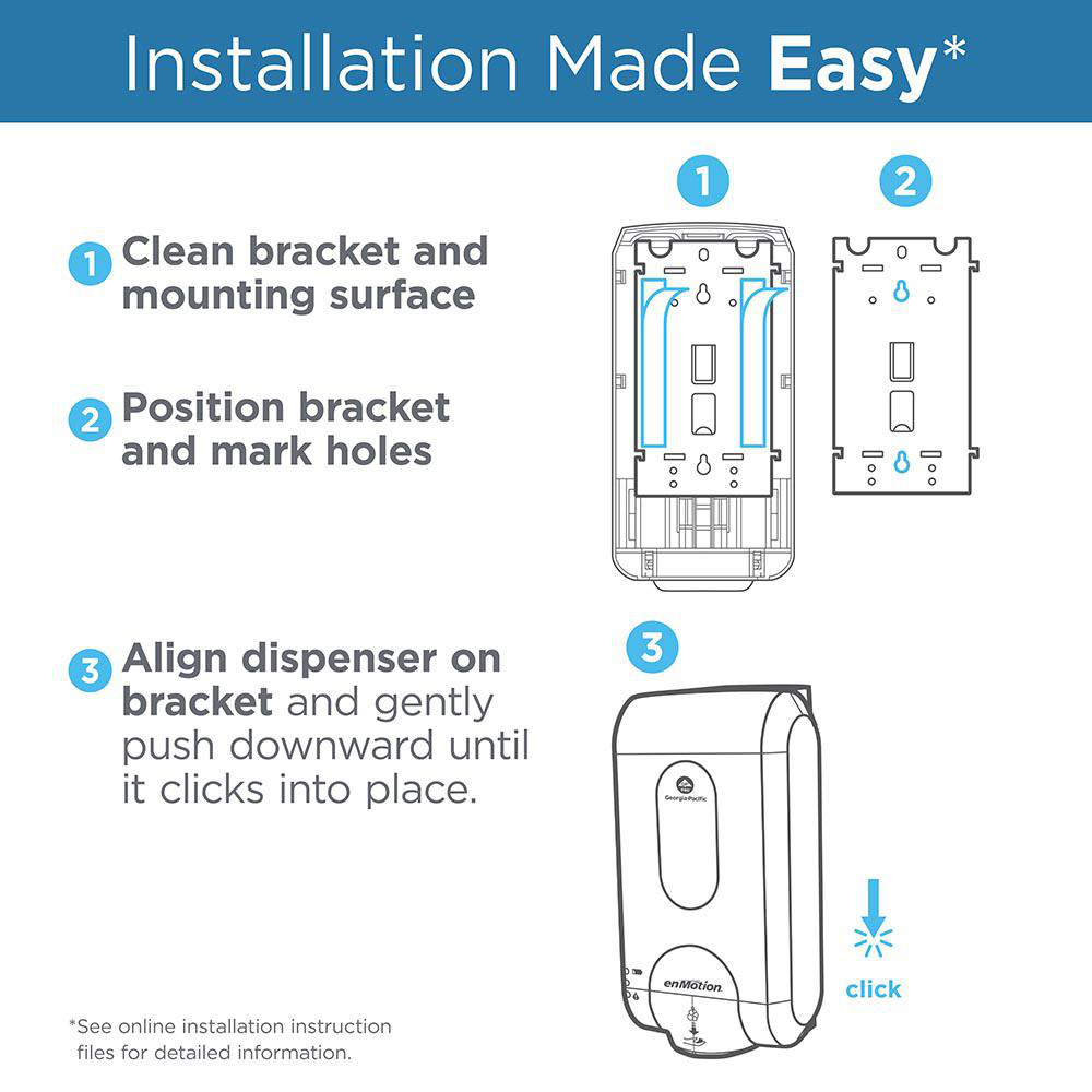 Georgia Pacific Enmotion Gen2 Automated Touchless Soap & Sanitizer Dispenser, White - 52058