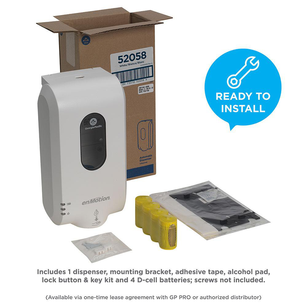Georgia Pacific Enmotion Gen2 Automated Touchless Soap & Sanitizer Dispenser, White - 52058