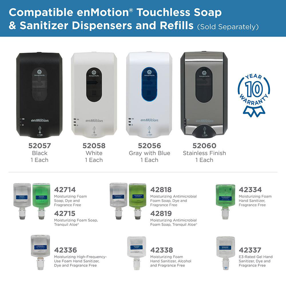 Georgia Pacific Enmotion Gen2 Automated Touchless Soap & Sanitizer Dispenser, White - 52058