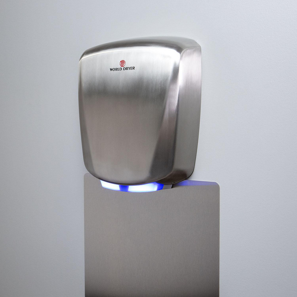 World Dryer Electric Hand Dryers: Hardwire, Touchless, Stainless Steel - Q-973A2