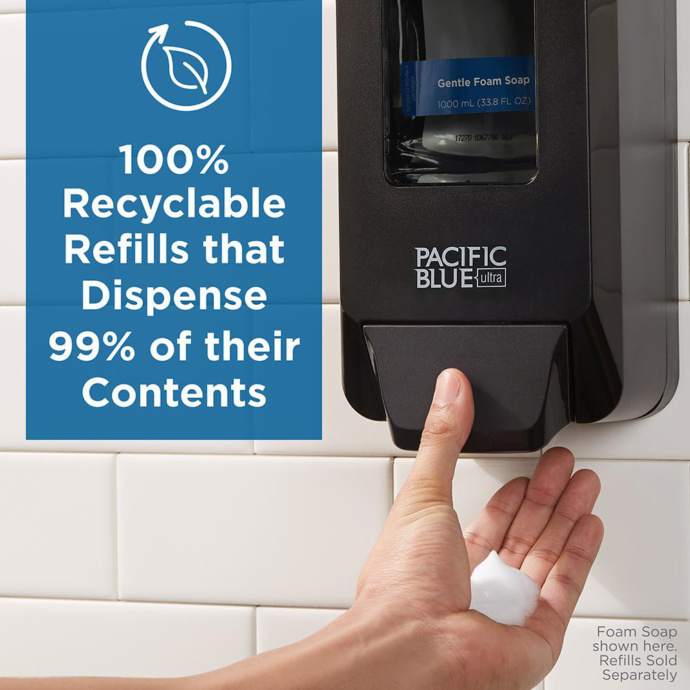 Georgia Pacific Pacific Blue Ultra Wall-Mounted Manual Dispenser For Foaming Hand Soap And Hand Sanitizer, Brushed Stainless - 53060