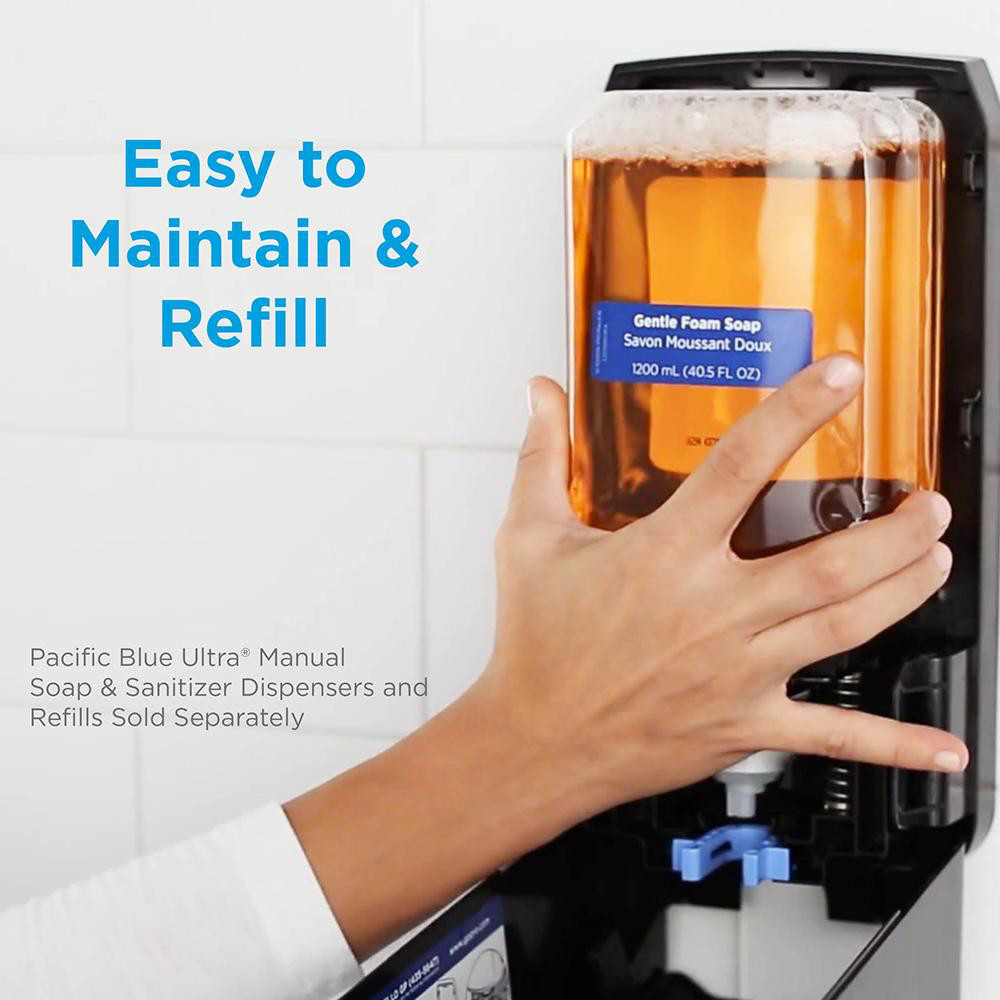 Georgia Pacific Pacific Blue Ultra Wall-Mounted Manual Dispenser For Foaming Hand Soap And Hand Sanitizer, Brushed Stainless - 53060