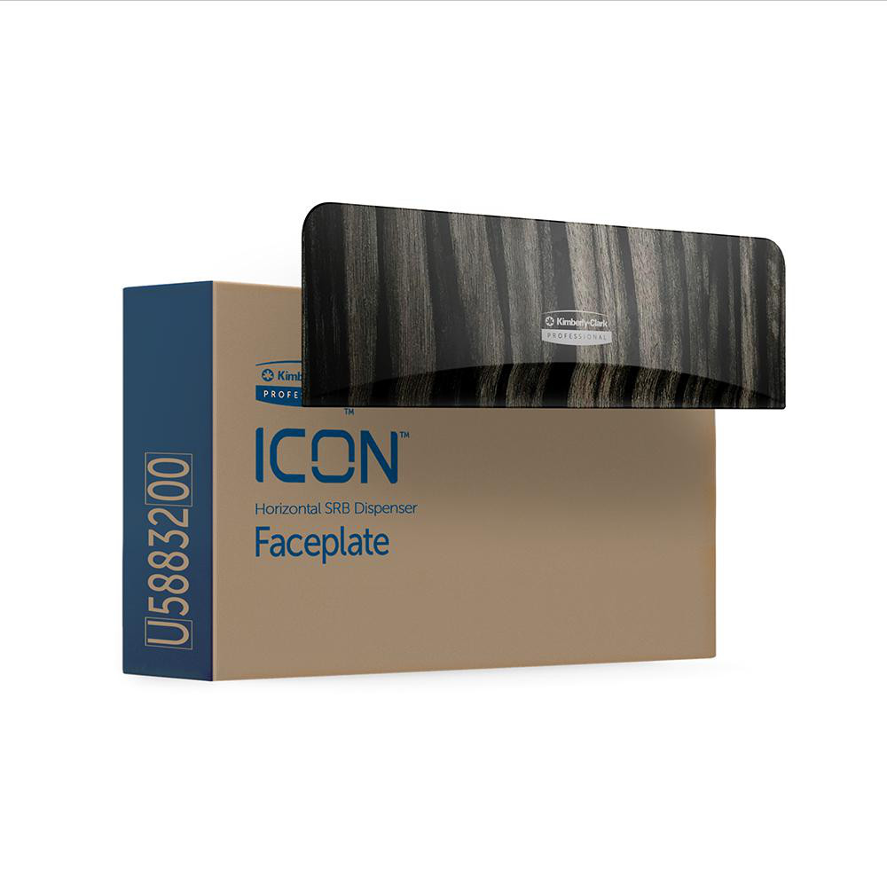 Kimberly-Clark Professional ICON Faceplate, Ebony Woodgrain Design, for Coreless Standard Roll Horizontal Toilet Paper Dispensers 2 Roll - 58832