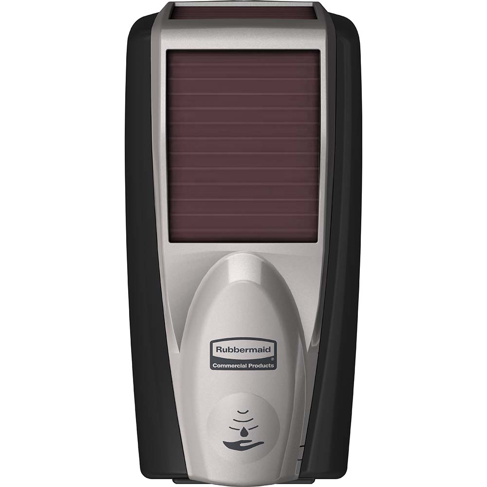 Rubbermaid AutoFoam LumeCel Hand Soap & Sanitizer Dispenser, Black/Chrome, Battery Free, Powered by Indoor Light, Touchless, Wall Mount - 1980826