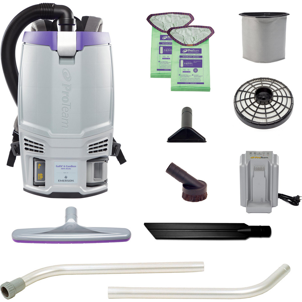 ProTeam Portable & Backpack Vacuum Cleaners: Battery, HEPA, Disposable Bag - 107778