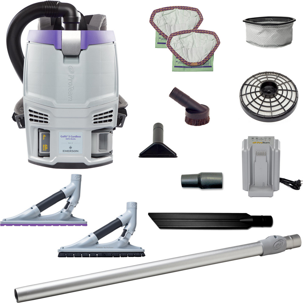 ProTeam Portable & Backpack Vacuum Cleaners: Battery, HEPA, Disposable Bag - 107778