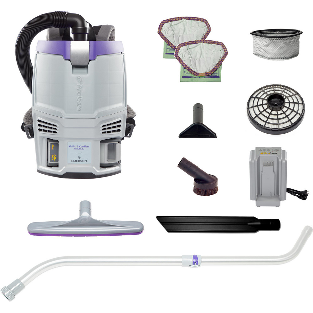 ProTeam Portable & Backpack Vacuum Cleaners: Battery, HEPA, Disposable Bag - 107778