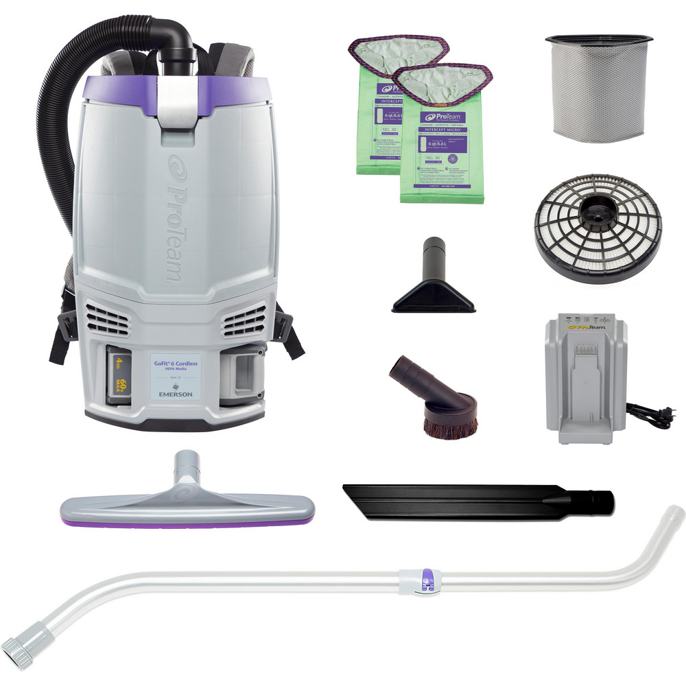 ProTeam Portable & Backpack Vacuum Cleaners: Battery, HEPA, Disposable Bag - 107778