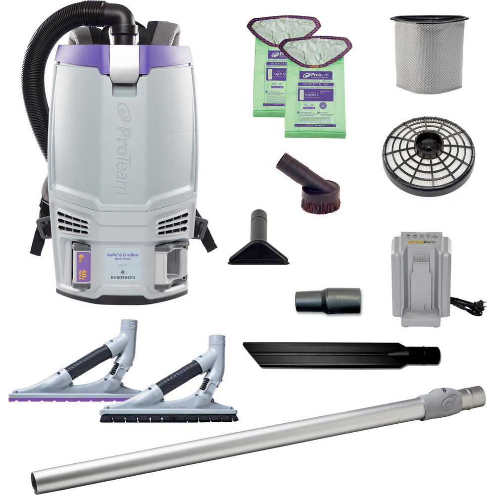 ProTeam Portable & Backpack Vacuum Cleaners: Battery, HEPA, Disposable Bag - 107784