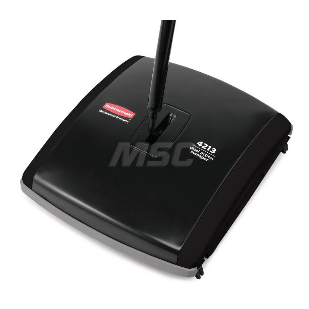 Rubbermaid Executive Series 7.5" Dual-Action Bristle Mechanical Sweeper, Cordless, Black, Collects Dust, Dirt, & Debris from Hard Floors & Carpet - FG421388BLA