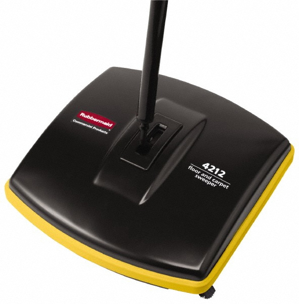 Rubbermaid Executive Series 7.5" Dual-Action Bristle Mechanical Sweeper, Cordless, Black, Collects Dust, Dirt, & Debris from Hard Floors & Carpet - FG421388BLA