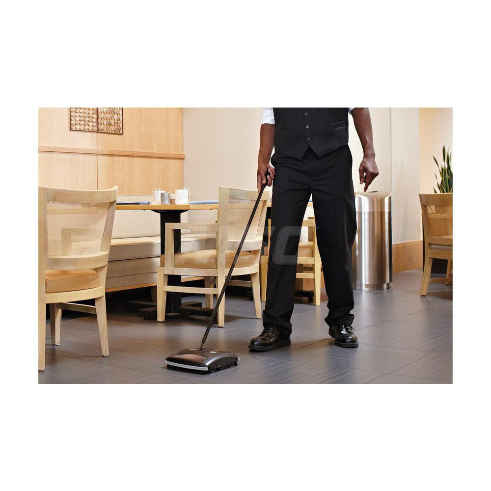 Rubbermaid Executive Series 7.5" Dual-Action Bristle Mechanical Sweeper, Cordless, Black, Collects Dust, Dirt, & Debris from Hard Floors & Carpet - FG421388BLA
