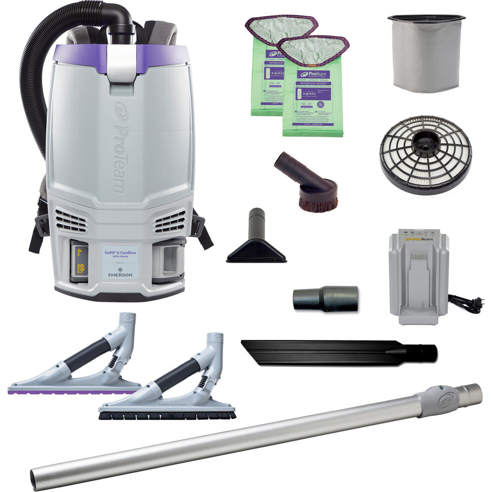 ProTeam Portable & Backpack Vacuum Cleaners: Battery, HEPA, Disposable Bag - 107776