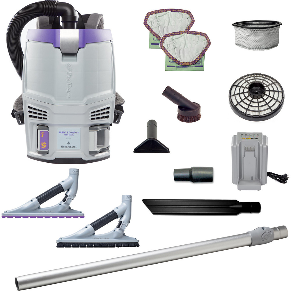 ProTeam Portable & Backpack Vacuum Cleaners: Battery, HEPA, Disposable Bag - 107776