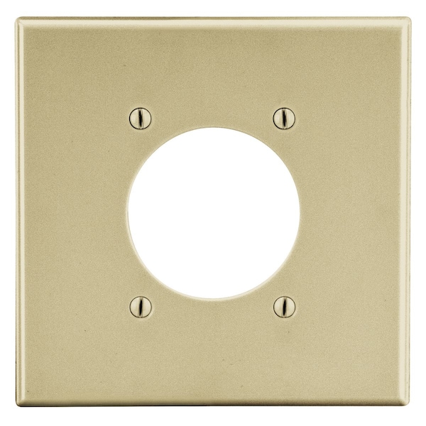 Hubbell Wiring Device-Kellems Wallplate, Mid-Size 2-Gang, 2.15" Opening, Ivory - PJ703I
