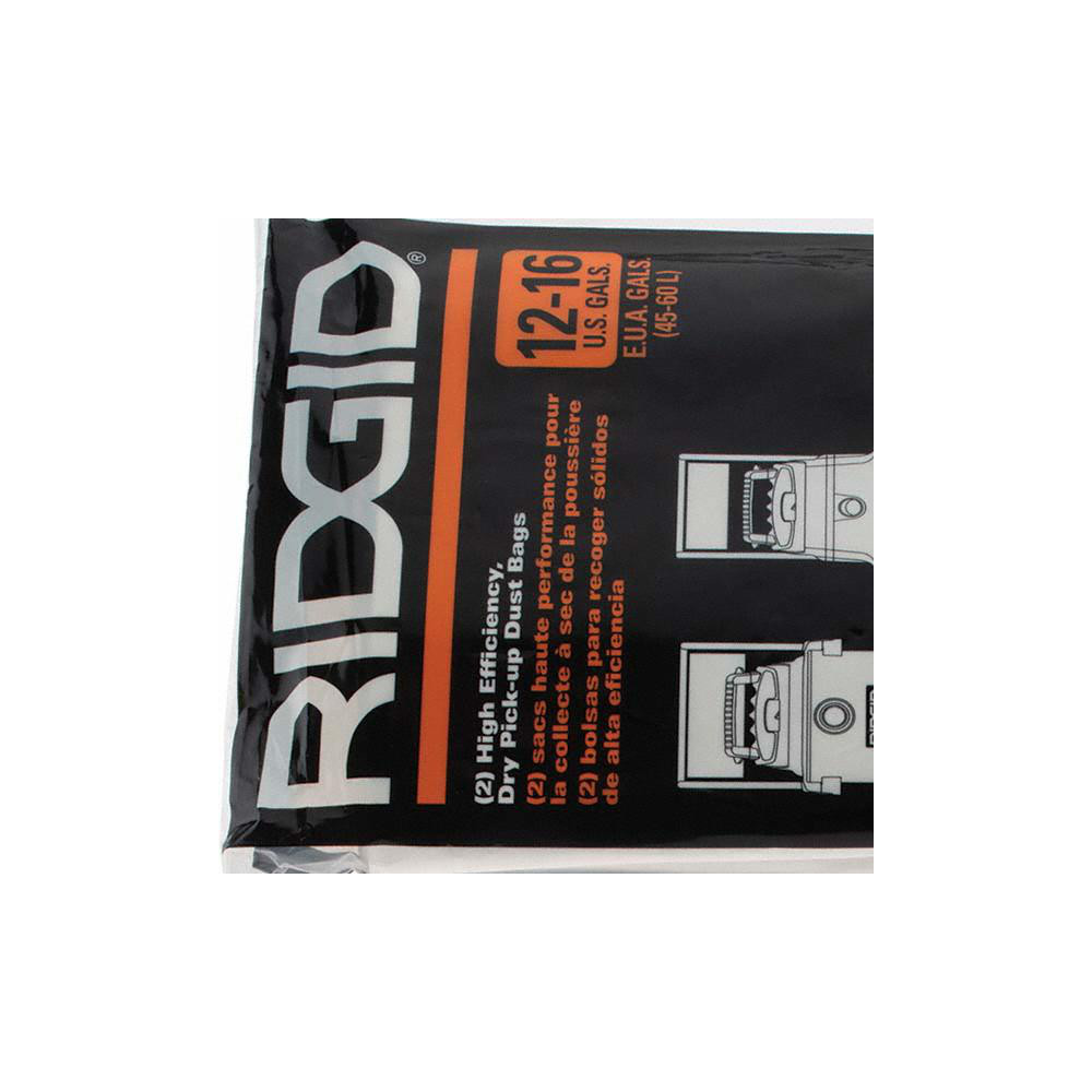 Ridgid Vacuum Cleaner Bags: Bag Type: Disposable Filter Bag; Pickup Type: Dry Pickup; Compatible Vacuum Type: Canister Vacuum; Compatible Vacuum Capacity: 16 gal (US) - 23743