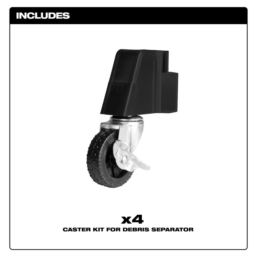 Milwaukee Tool Vacuum Cleaner Repair Parts: Part Type: Casters; Compatible Vacuum Type: Wet/Dry Vacuum; For Use With: PACKOUT Compact Debris Separator - 49-90-2201